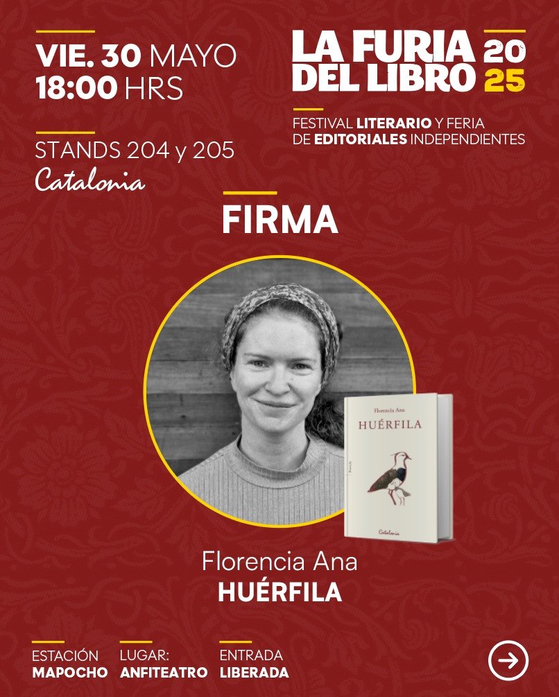 Afiche de la firma de Huérfila en La Furia del Libro
