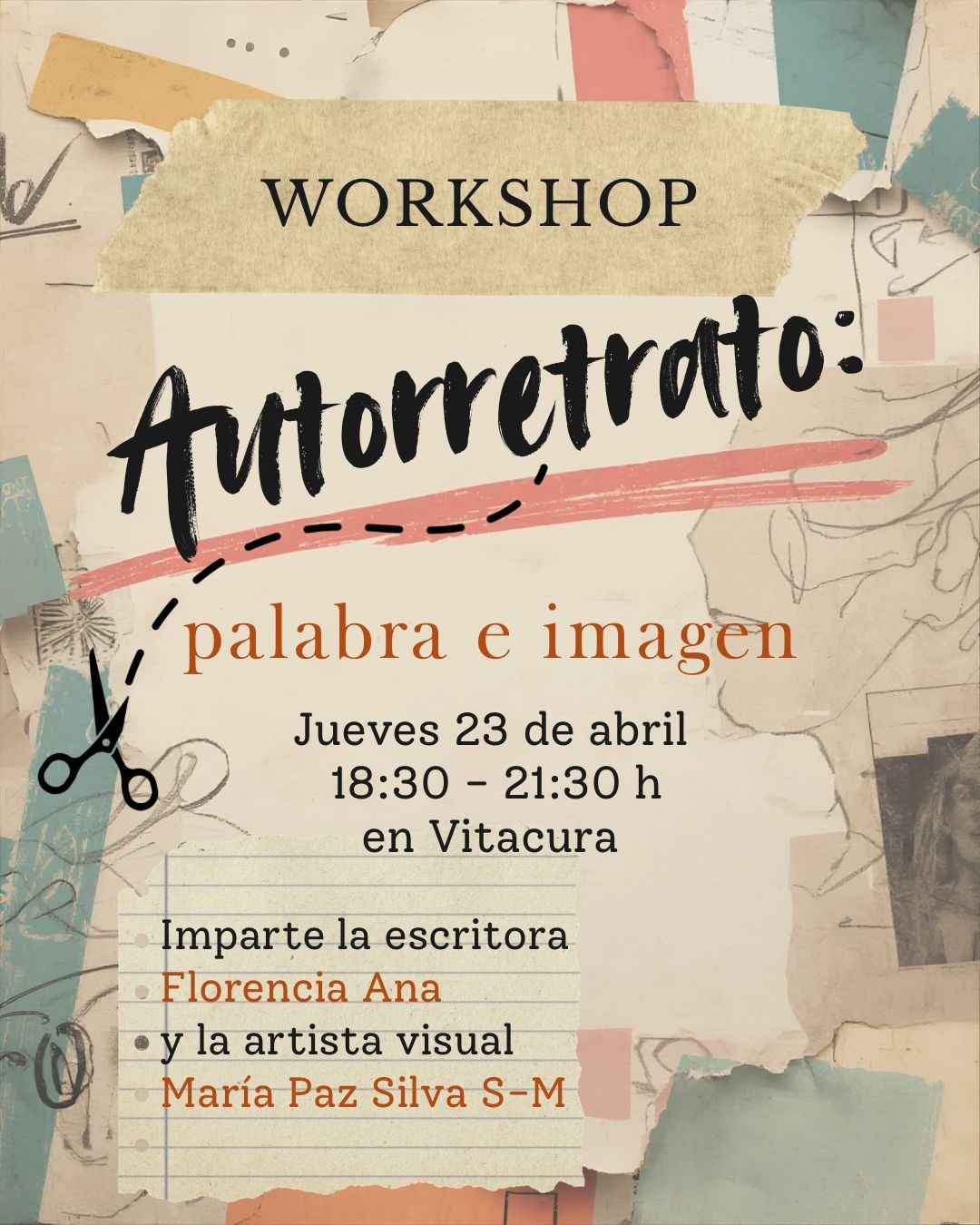 Afiche del workshop Autorretrato en Vitacura